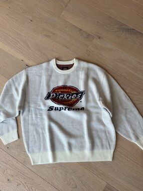 Supreme/Dickies Collab Cream Crewneck Sweater with Multicolor Logo